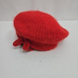 Vintage Boundary Waters Beret Angora Rabbit Wool Blend Red Fuzzy